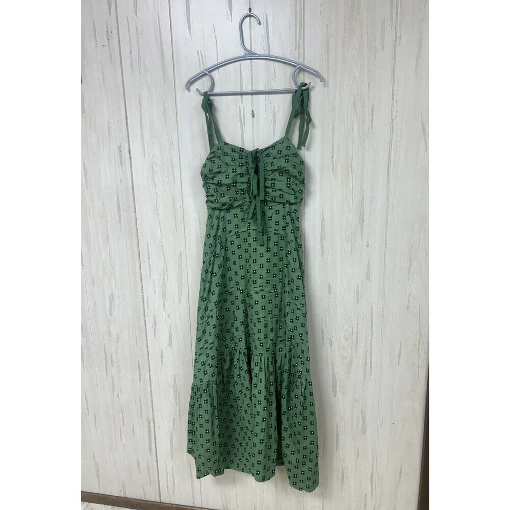 FREE PEOPLE Palma Printed Midi Dress in Green Combo size XS - Picture 2 of 6